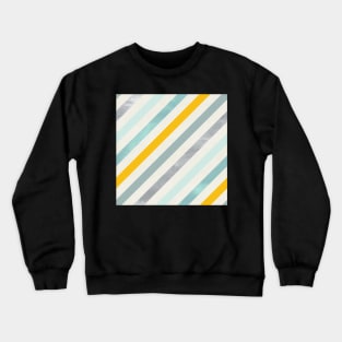 Diagonal Stripes in Blue Silver and Gold Crewneck Sweatshirt